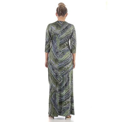 Women's 24Seven Comfort Apparel Faux-Wrap Side Slit Maxi Dress