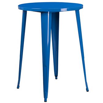 Emma and Oliver Commercial Grade 30" Round Colorful Metal Indoor-Outdoor Bar Height Dining Table