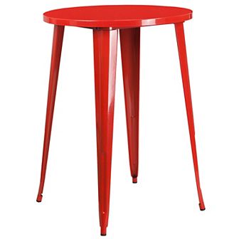 Emma and Oliver Commercial Grade 30" Round Colorful Metal Indoor-Outdoor Bar Height Dining Table