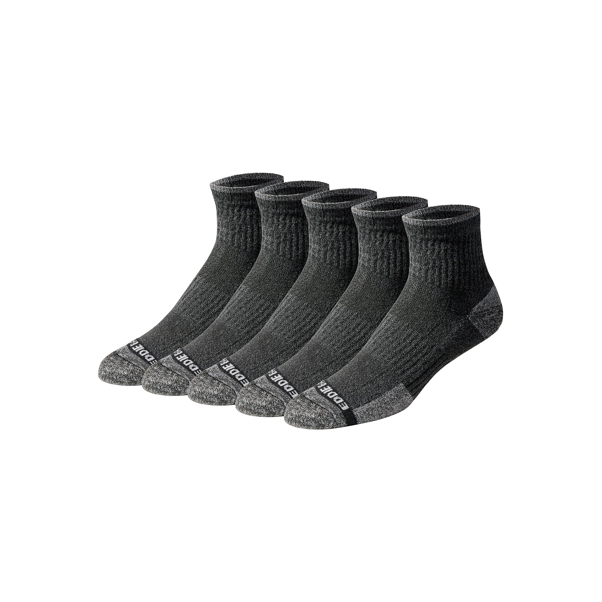 Mens Eddie Bauer Eco Quarter Socks 5-pack, Size: 6-12, Black Marl
