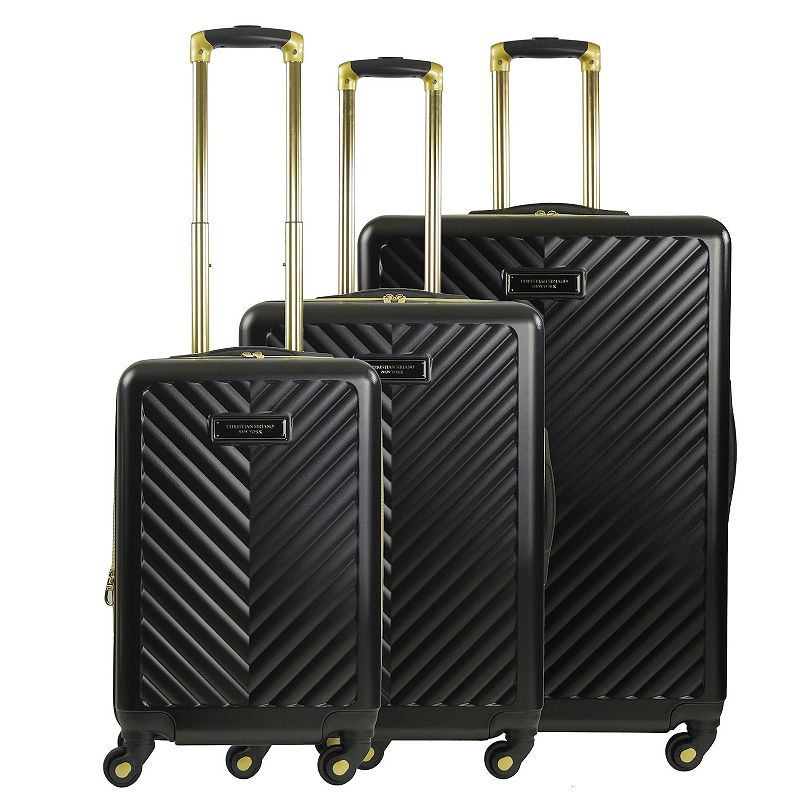 Christian Siriano NY Addie 3-Piece Hardside Spinner Luggage Set, Black, 3 P