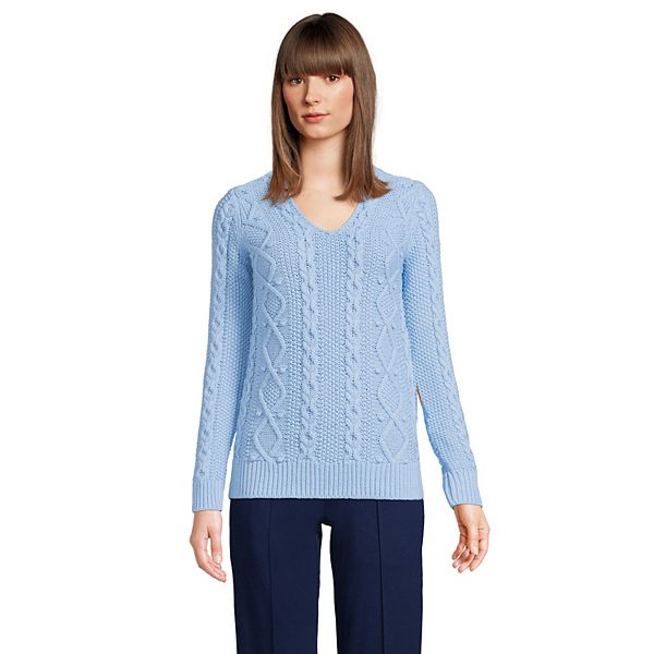 Petites' Lands' End Lands' End VNeck CableKnit Sweater