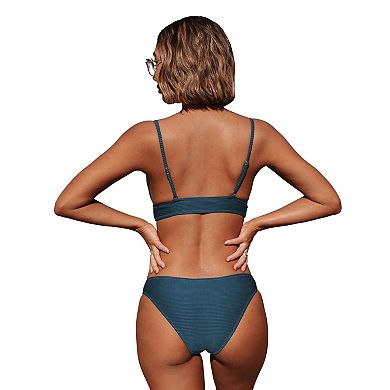 Women's Cupshe Solid Top & Bottom Bikini Set