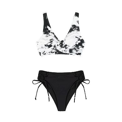 Women's CUPSHE Lace-Up Bikini Top & Bottoms Set