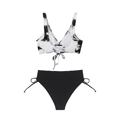 Women's Cupshe Lace-Up Bikini Top & Bottoms Set