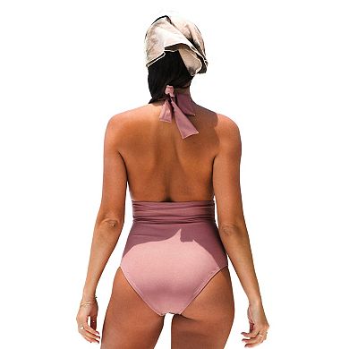 Women's CUPSHE Halter V-Neck One-Piece Swimsuit