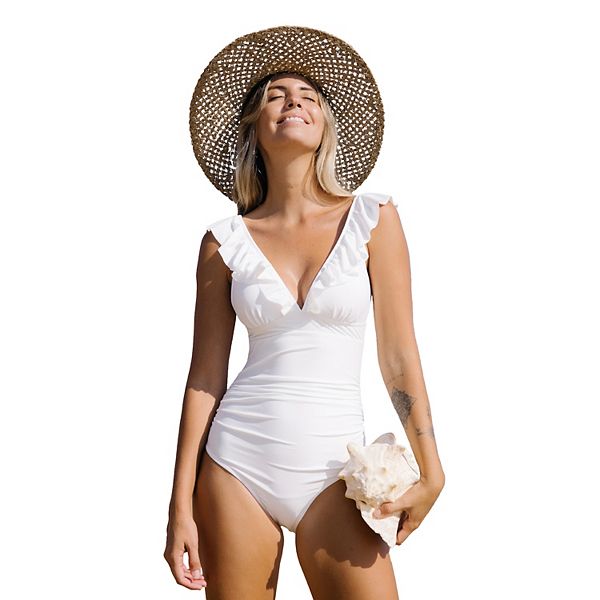 Women's ruffle best sale one piece swimsuit