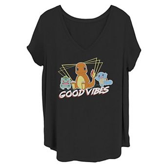 Juniors' Plus Size Pokémon "Good Vibes" Starters Graphic Tee
