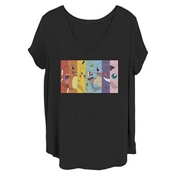 Juniors' Plus Size Pokémon Rainbow Group Shot Graphic Tee