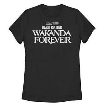 Juniors' Marvel Black Panther: Wakanda Forever White Movie Logo Graphic Tee