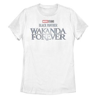 Juniors' Marvel Black Panther: Wakanda Forever Metallic Movie Logo Graphic Tee