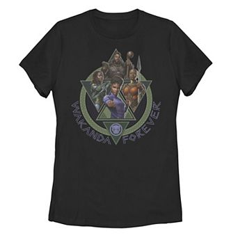 Juniors' Marvel Black Panther: Wakanda Forever Squad Triangles Portrait Graphic Tee