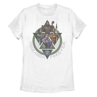 Juniors' Marvel Black Panther: Wakanda Forever Squad Triangles Portrait Graphic Tee