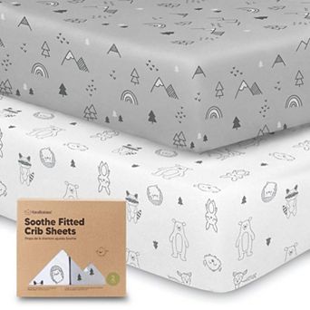 Keababies 2 pk Soothe Fitted Crib Sheets Neutral, Baby Crib Sheets, Fits Standard Nursery Mattress