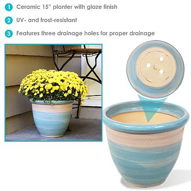 Sunnydaze Purlieu Indoor/Outdoor Ceramic Planter - 15"