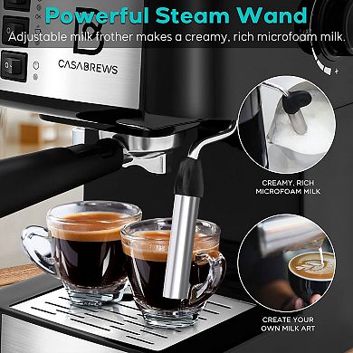 Sincreative CM1699 Casabrews Compact Espresso Machine with Milk Frother Wand