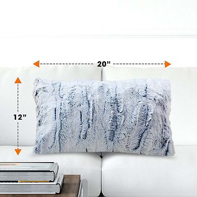 Cheer Collection Embossed Faux Fur Throw Pillows - 12" x 20" - White/Blue