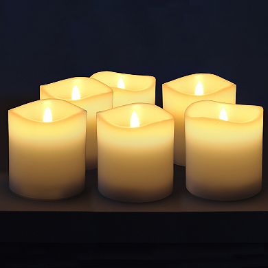 Stonebriar Collection Real Wax Flameless LED Pillar Candles with Remote & Timer 6-piece Set