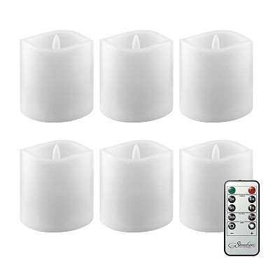 Stonebriar Collection Real Wax Flameless LED Pillar Candles with Remote & Timer 6-piece Set