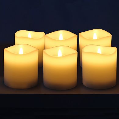 Stonebriar Collection Real Wax Flameless LED Pillar Candles with Remote & Timer 6-piece Set