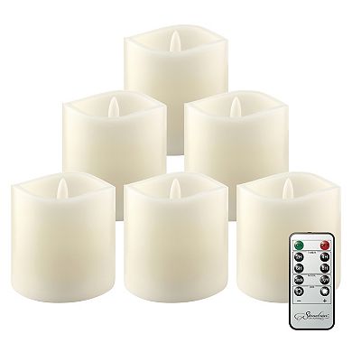 Stonebriar Collection Real Wax Flameless LED Pillar Candles with Remote & Timer 6-piece Set