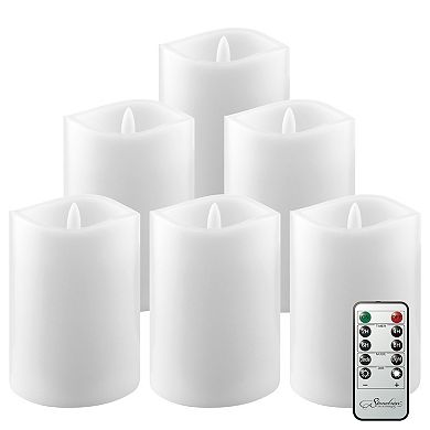 Stonebriar Collection Real Wax Flameless LED Pillar Candles with Remote & Timer 6-piece Set