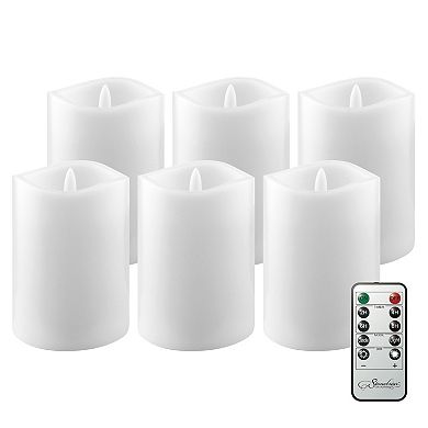 Stonebriar Collection Real Wax Flameless LED Pillar Candles with Remote & Timer 6-piece Set