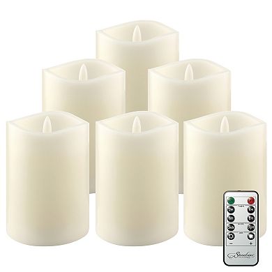 Stonebriar Collection Real Wax Flameless LED Pillar Candles with Remote & Timer 6-piece Set