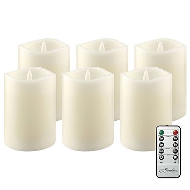 Stonebriar Collection Real Wax Flameless LED Pillar Candles with Remote & Timer 6-piece Set