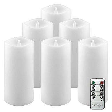 Stonebriar Collection Real Wax Flameless LED Pillar Candles with Remote & Timer 6-piece Set