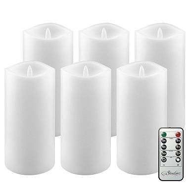 Stonebriar Collection Real Wax Flameless LED Pillar Candles with Remote & Timer 6-piece Set