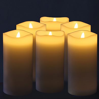 Stonebriar Collection Real Wax Flameless LED Pillar Candles with Remote & Timer 6-piece Set