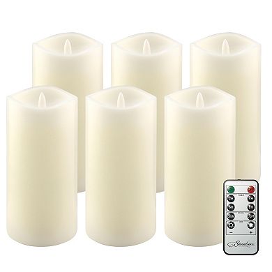 Stonebriar Collection Real Wax Flameless LED Pillar Candles with Remote & Timer 6-piece Set