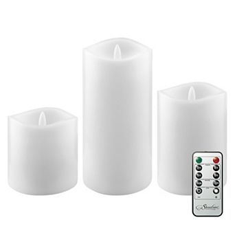 Stonebriar Collection Real Wax Flameless LED Pillar Candles with Remote & Timer 3 pc Set