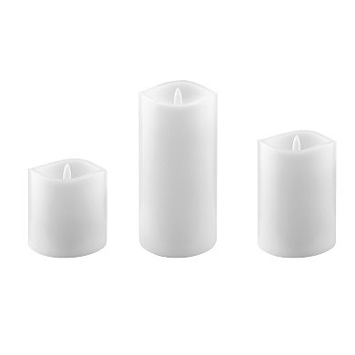 Stonebriar Collection Real Wax Flameless LED Pillar Candles with Remote & Timer 3-piece Set