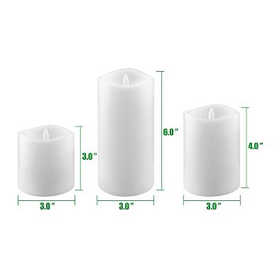 Stonebriar Collection Real Wax Flameless LED Pillar Candles with Remote & Timer 3-piece Set