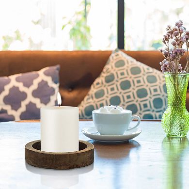 Stonebriar Collection 4" Tall Long-Burning Unscented Wax Pillar Candles 6-piece Set