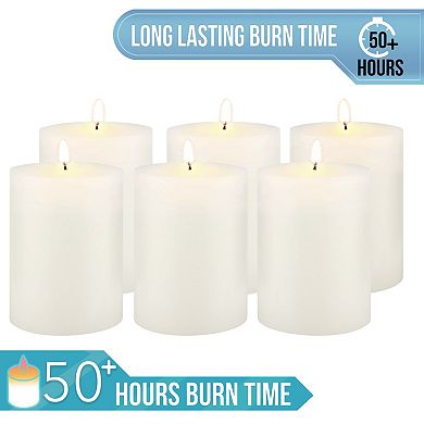 Stonebriar Collection 4" Tall Long-Burning Unscented Wax Pillar Candles 6-piece Set