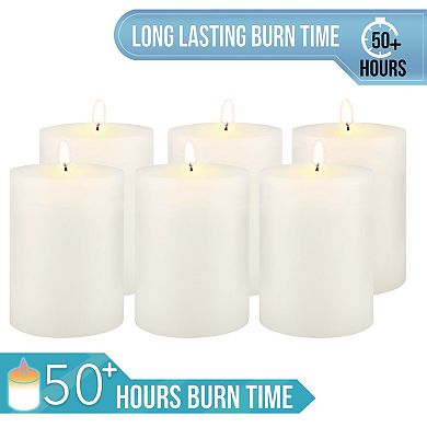 Stonebriar Collection Tall 50-Hour Long-Burning Unscented Wax Pillar Candles 6-piece Set