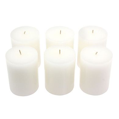 Stonebriar Collection 4" Tall Long-Burning Unscented Wax Pillar Candles 6-piece Set