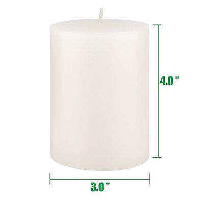 Stonebriar Collection 4" Tall Long-Burning Unscented Wax Pillar Candles 6-piece Set