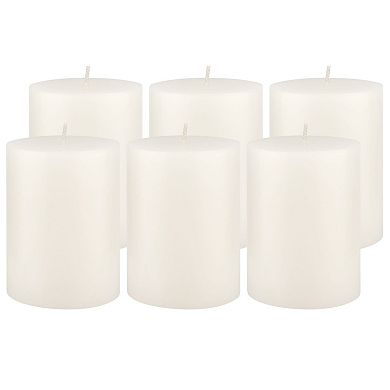 Stonebriar Collection 4" Tall Long-Burning Unscented Wax Pillar Candles 6-piece Set
