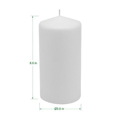 Stonebriar Collection Tall Long-Burning Unscented White Wax Pillar Candles 6-piece Set