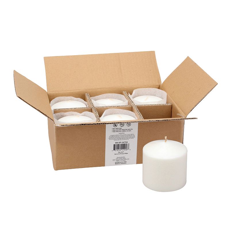 Stonebriar Collection Tall Long-Burning Unscented Pillar Candles 6-piece Se