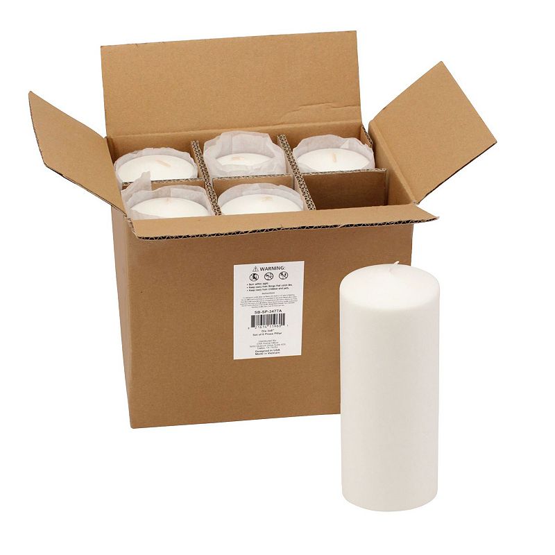 Stonebriar Collection Tall Long-Burning Unscented Pillar Candles 6-piece Se