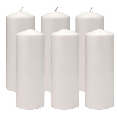 Stonebriar Collection 8" Tall Long-Burning Unscented Pillar Candles 6-piece Set