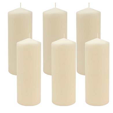 Stonebriar Collection 8" Long-Burning Unscented Pillar Candles 6-piece Set