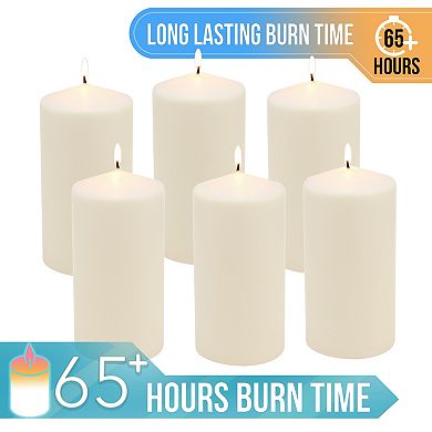 Stonebriar Collection Tall Long-Burning Unscented Pillar Candles 6-piece Set