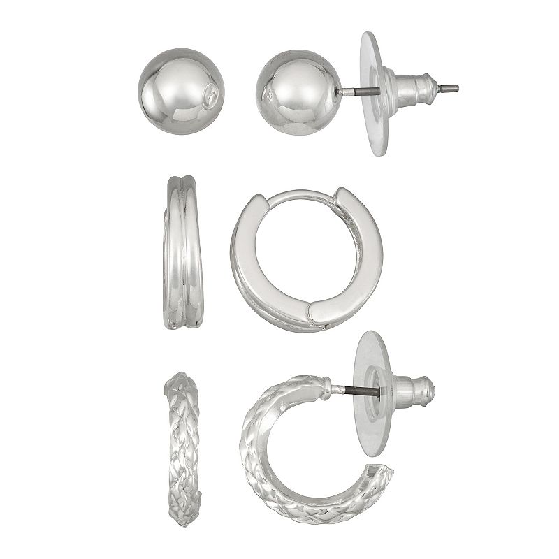 Napier Silver Tone Stud Set, Womens