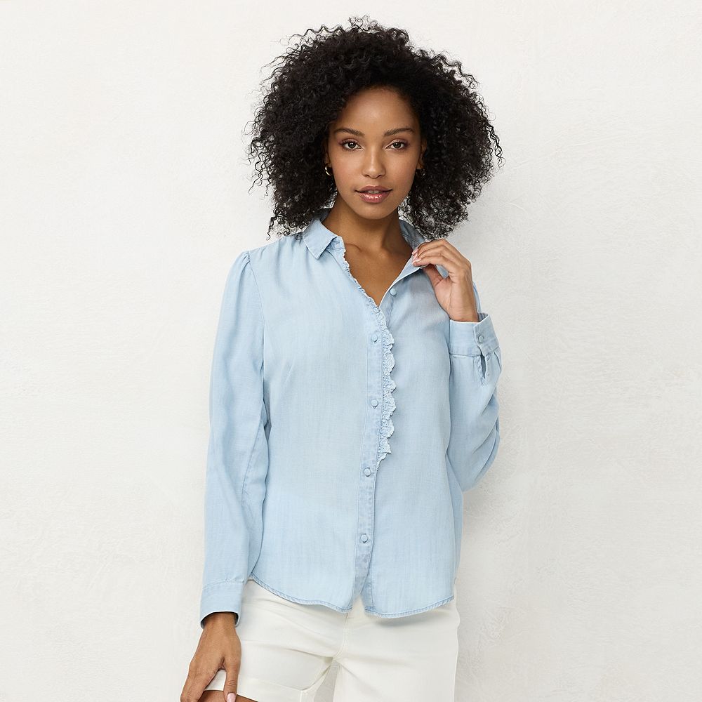 lourenローレン front button sheer knit louren front button sheer knit